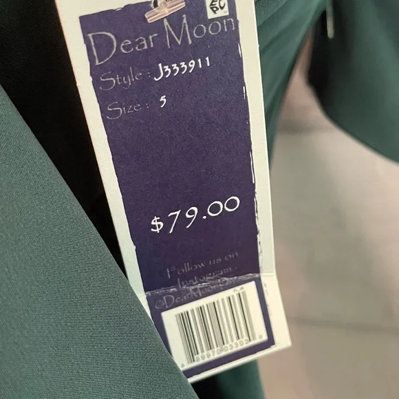 Dear Moon Sleeveless Square-Neck Tie-Back Ruffle-Hem Scuba Dress Green Size 5 - Picture 9 of 9